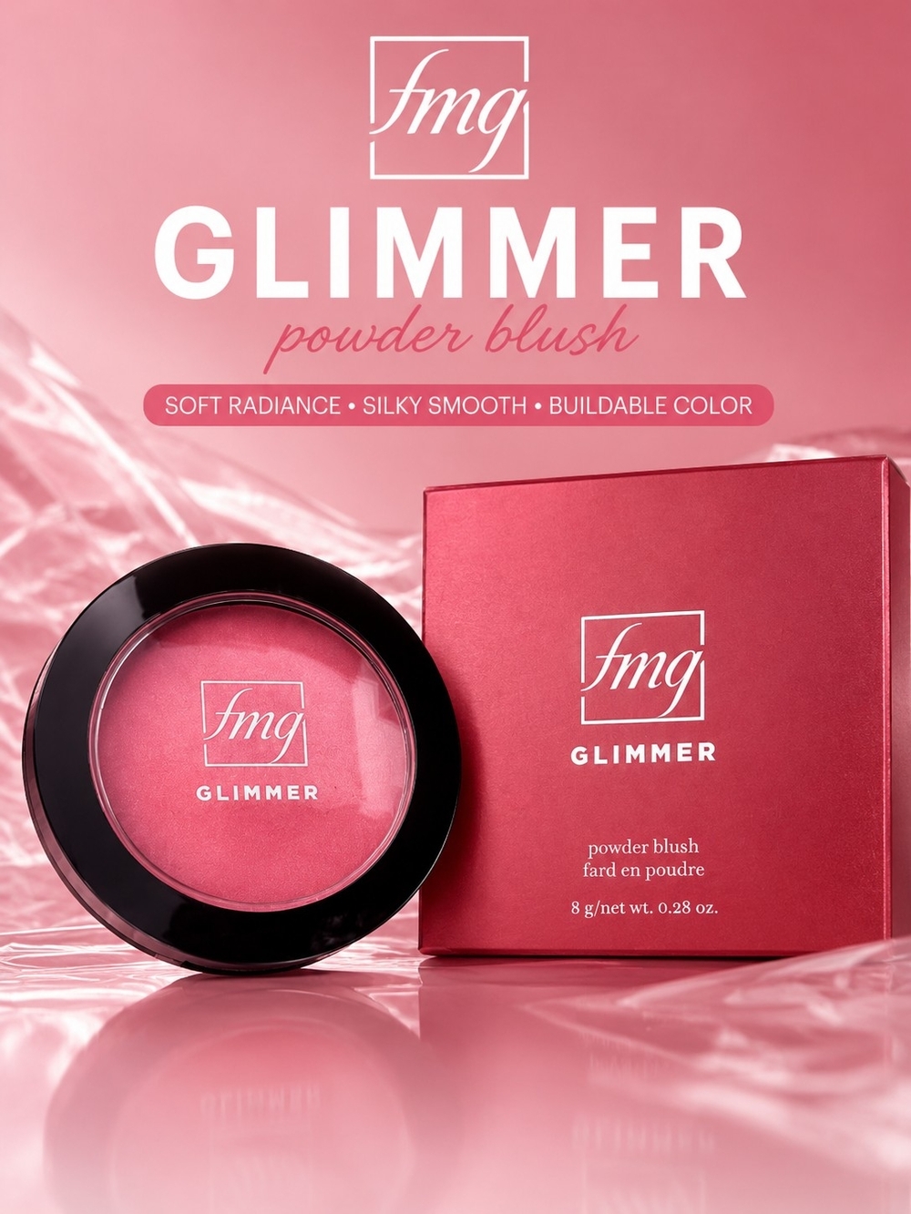 Avon FMG Glimmer Powder Blush Petal Pink New in Box Matte Finish
